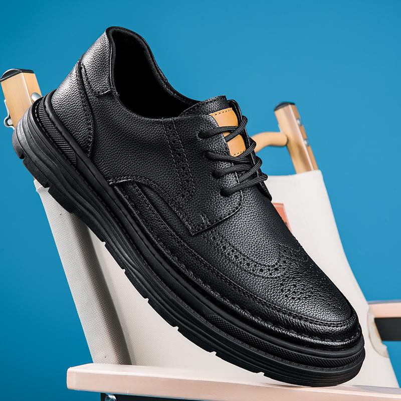 Черный Новый Дизайн Мужские Оксфорды Обувь Броги Повседневная Обувь Мужская Натуральная Кожа Обувь Рабочие Ботинки Бизнес Повседневные Кроссовки Высокого Качества