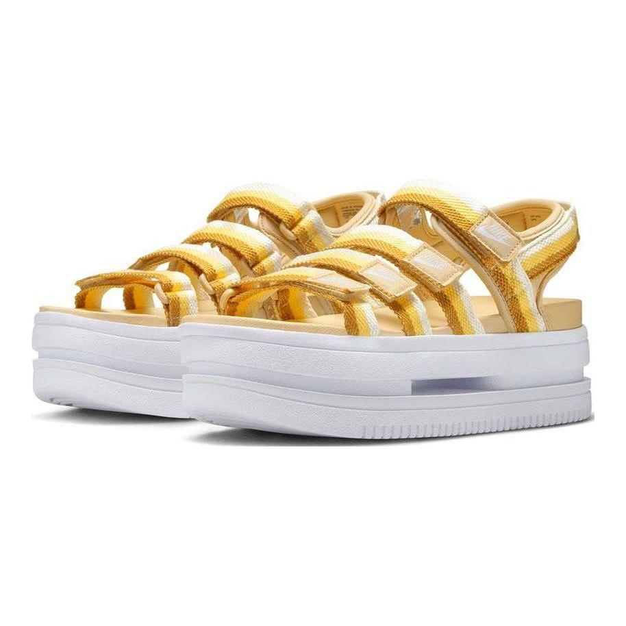 Nike Icon Classic Нескользящие Прочные Спортивные Сандалии Женские Сандалии Белый Желтый DH0223-200
