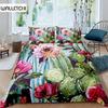 Cactus Duvet Cover Set King Size Hand Painted Style Bedding Set Nature Art Prints Comforter Cover Green Plant Cactus Quilt Cover