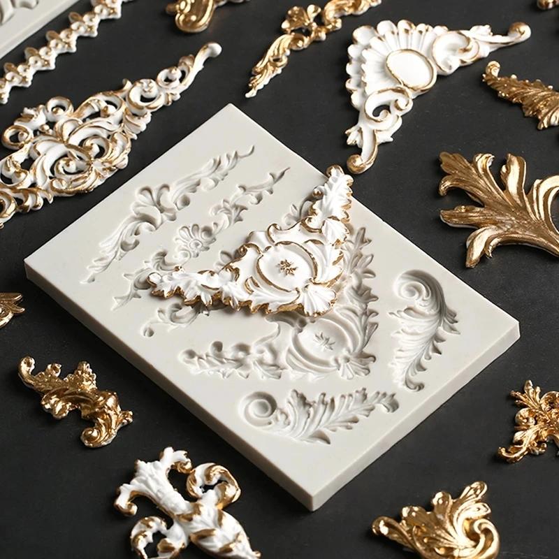 2шт. силиконовая форма для торта в стиле ретро, фоторамка, помадка, сахарная крошка, шоколад, барокко, инструменты для декора торта, глина, форма для мастики