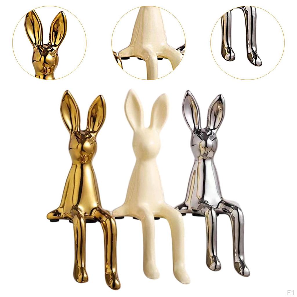 3 шт. Статуэтка сидящего кролика, настольное украшение, сувенирная фигурка животного, керамическая скульптура для