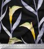Черный японский креп-сатин Ткань Листья Акварельный Принт Ткань на метр 42 дюйма
