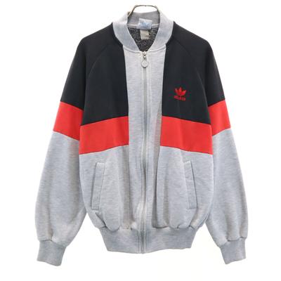 Adidas 80-е Винтаж Сделано в Тайване Логотип Трилистник Свитшот Куртка на молнии M серый Мужской Б/У