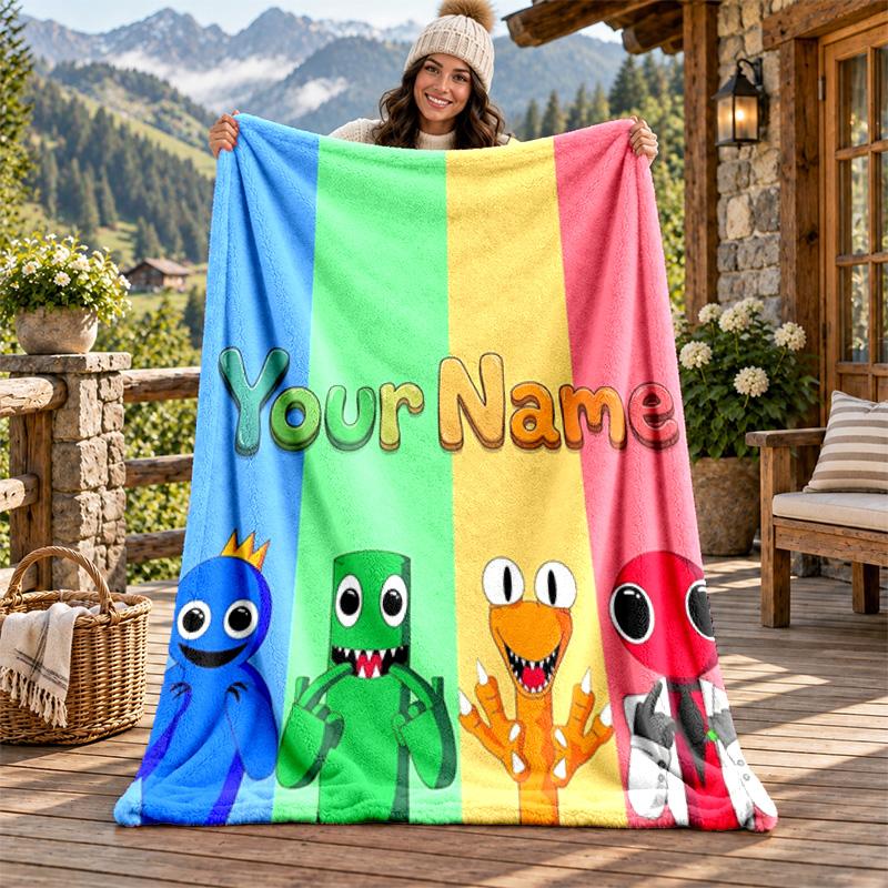 Banban Custom Name Flannel Blanket Personalized Soft Warm Plush Throw Blanket Customized Gift for Family Friends