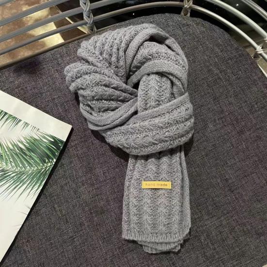 Winter Scarf Solid Color Thickened Warm Knitting Scarf Men Women Long Neck Wrap Garment Clothing Accessories