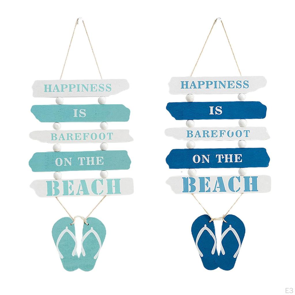 Beach Flop Wall Ornament, 19.5x47cm Wood Door Porch Hanging Decoration, Home Decor