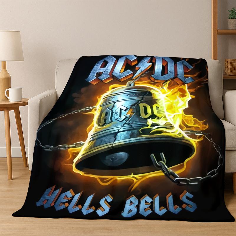 3D Мультяшное Фланелевое Одеяло с Изображением Рок-Группы ACDC Мягкое Теплое Одеяло Плед для Спальни Гостиной Кровати Путешествий Кемпинга Пикника Подарок