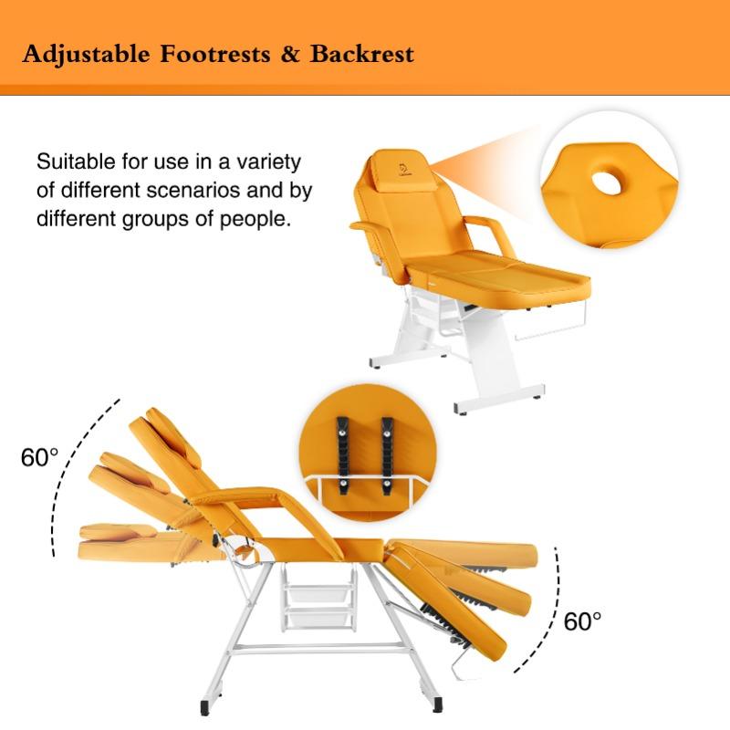 Luxmars Mordern Beatury Bed for Spa Salon Esthetician Chair PU Leather Adjustable Footrest 180 ° Flat for Tatto Eyelash Massage