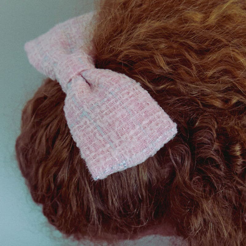 Elizabeth Moments Pink Tweed Single Ribbon Hair Pin