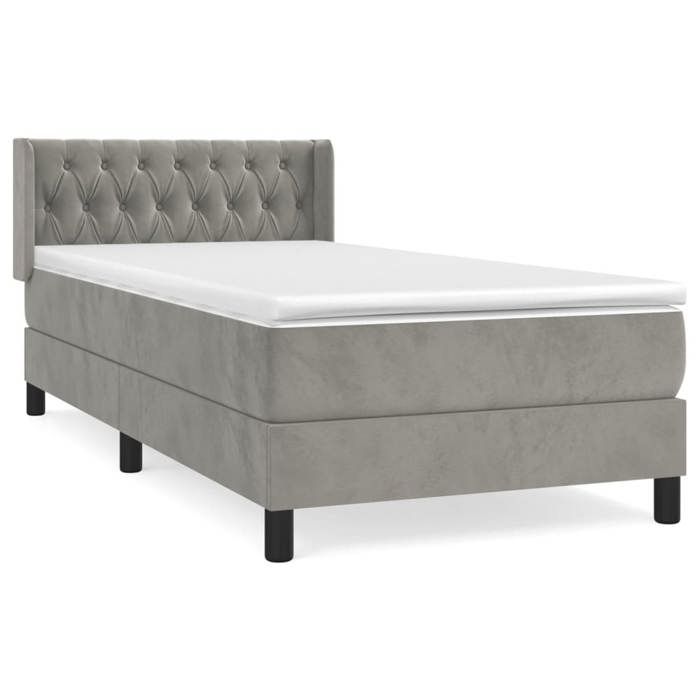 Maison Exclusive - Sommier à lattes de lit et matelas Gris clair 90x200 cm Velours