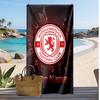Middlesbrough FC Personalized Printed Beach Towel Soccer Logo Support Custom Name Text Absorbent Towel For Sport Travel Special Gift