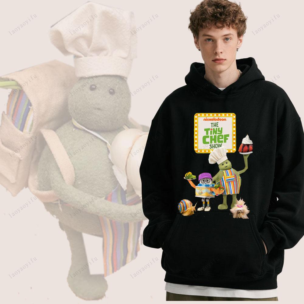 The Tiny Chef Show Pattern Hoody Winter Casual Loose and Warm Hooded Sweatshirt Drop Shoulder Comfortable Personality