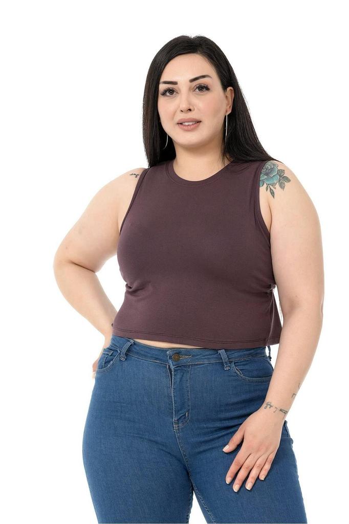 Женский стиль, боди большого размера, большие размеры, с круглым вырезом, без рукавов, укороченное боди из вискозы и норки