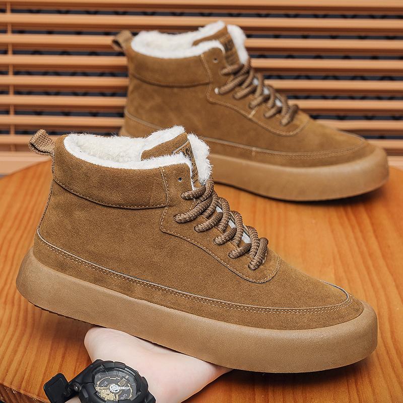 Модные мужские зимние ботинки на шнуровке, высококачественные нескользящие ботинки по щиколотку, теплая обувь 2024 года, новинка, зимняя обувь для активного отдыха, мужские зимние ботинки