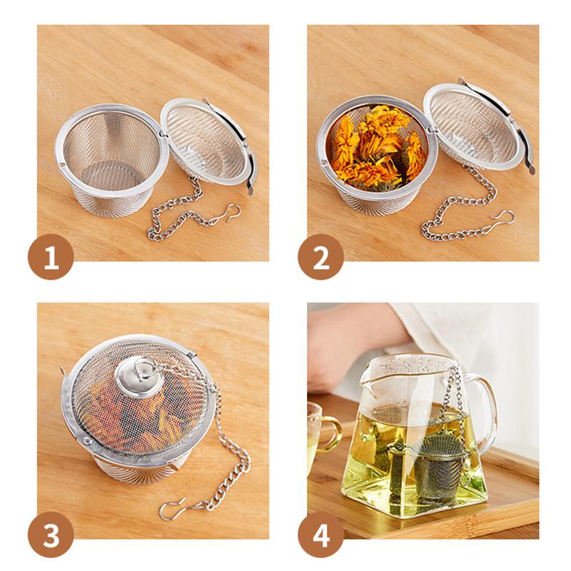 2Pcs Tea Ball Infuser Stainless Steel Spice Ball Strainer Mesh Tea Filter Herbal Infusion Leaf Tea Infuser Diffuser Accessories