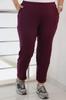 Женские брюки больших размеров, эластичные брюки из чесаного хлопка большого размера с высокой талией - сливовый