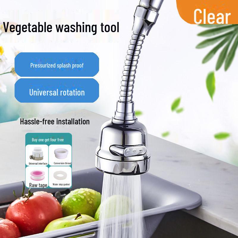 Универсальный поворотный удлинитель для кухонного крана из нержавеющей стали - брызгозащищенный фильтр-бустер