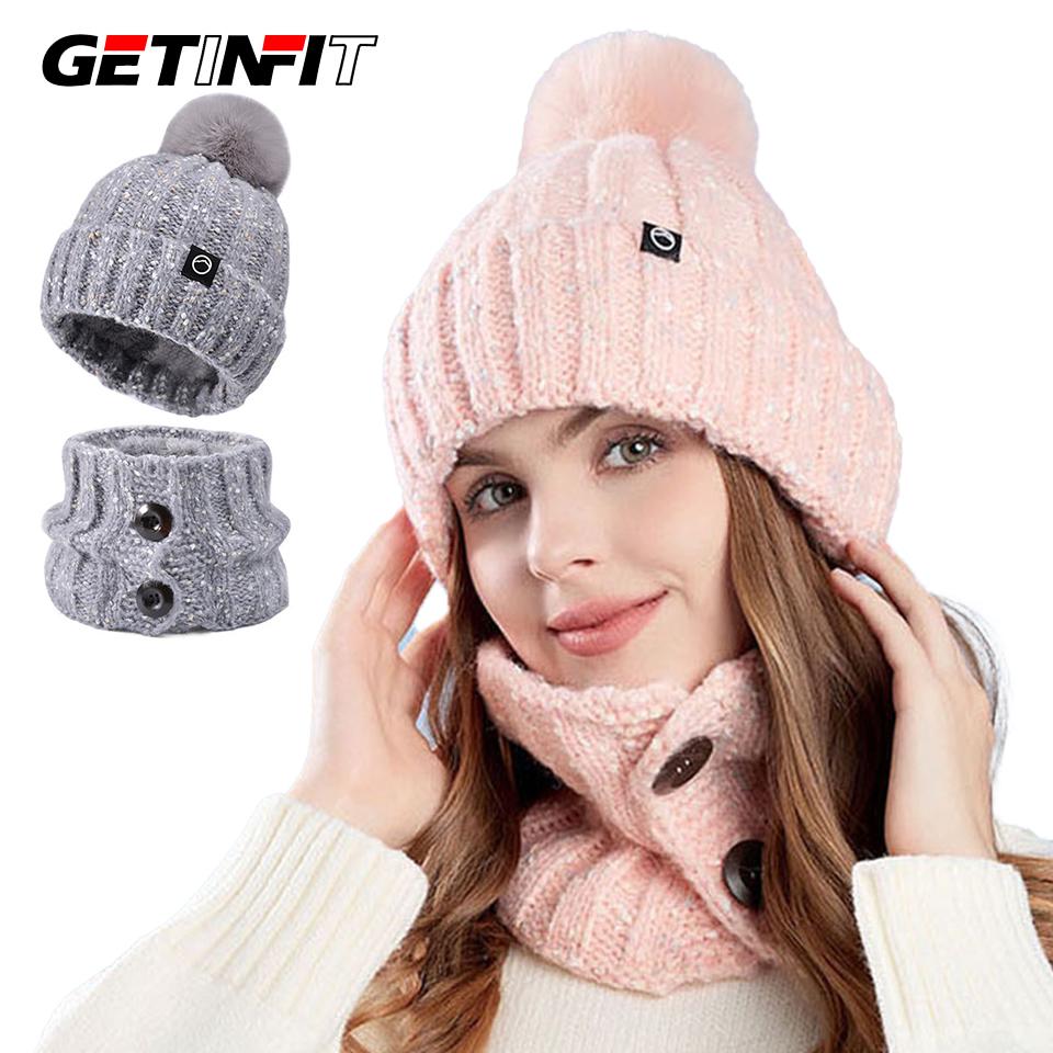 Getinfit Зимний набор: шапка и шарф из флиса. Унисекс. Теплая защита ушей для холодной погоды. Для активного отдыха на улице.