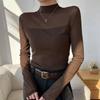 Half High Neck Autumn and Winter Velvet Mesh Top Women's Long Sleeved Lace Shirt Slim Fit T-shirt