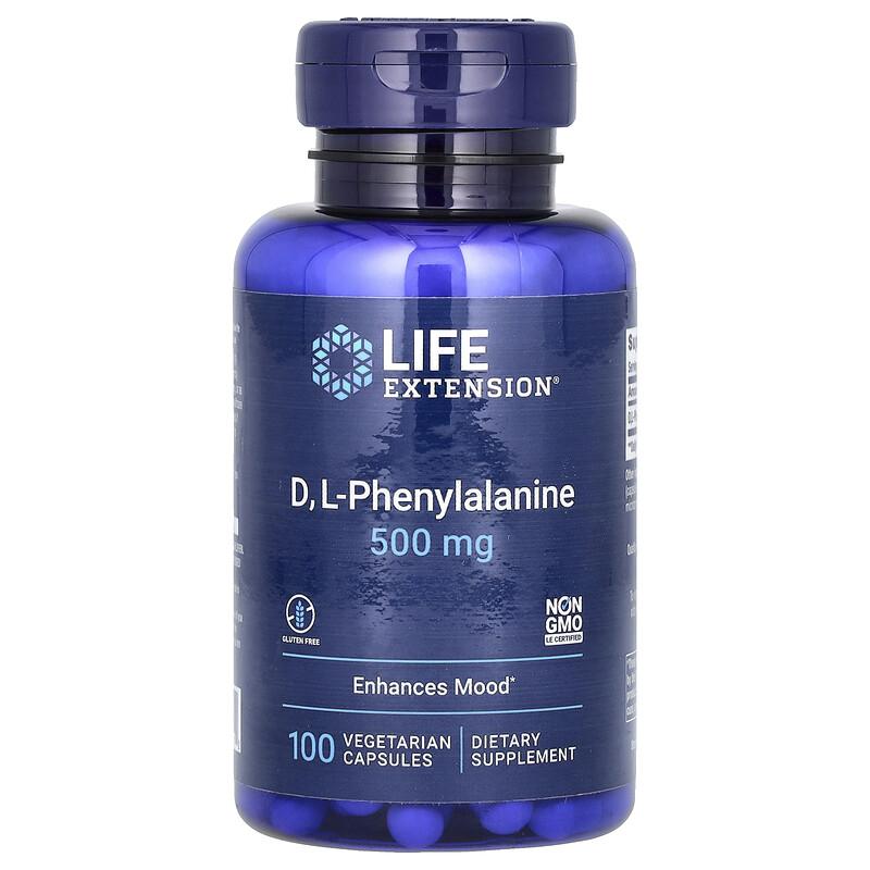 D, L-Phenylalanine, 500 mg, 100 Vegetarian Capsules