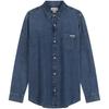 Minimalist Classic Retro Pocket Collar Cotton Long Sleeve Shirt Men Shirts Denim-Blue 40EM774