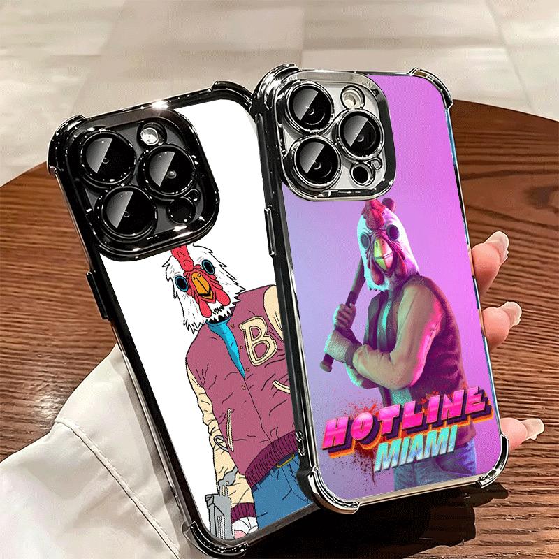 H-Hotline M-Miami Игровой Чехол для Телефона с Покрытием для Iphone 16 17 Pro Max Air 16E 14 15 Plus 12 13 Mini Противоударный Чехол с Подушкой Безопасности