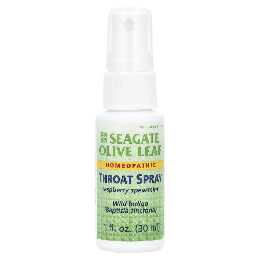 Seagate Olive Leaf Throat Spray, Raspberry Spearmint, 1 Fl Oz (30 Ml)