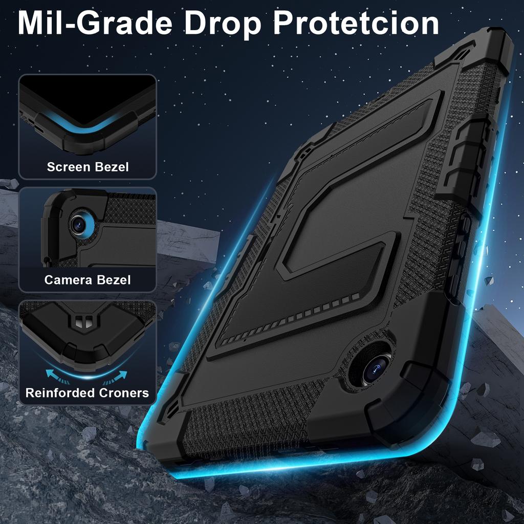 Чехол для Samsung Galaxy Tab A9+ с подставкой-ремнем, противоударный, ПК+силикон, чехол для планшета