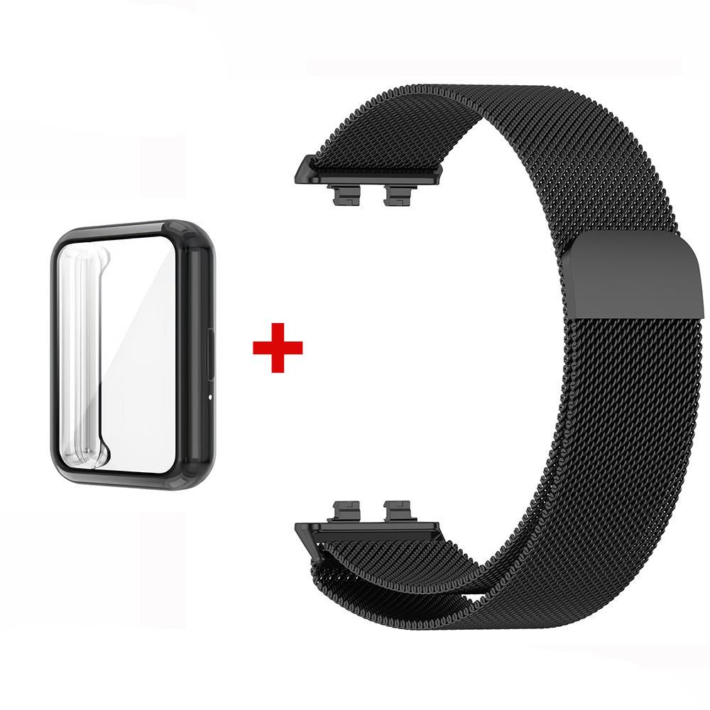 Чехол из ТПУ + Миланский ремешок-петля Для Huawei Band 11 pro Аксессуары из нержавеющей стали Магнитный браслет ремешок huawei smart band 11