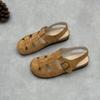 Johnature Сандалии из натуральной кожи с круглым носком и плетением, универсальные женские туфли из коровьей замши в стиле ретро