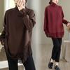 DIMANAF 2025 Women Plus Size Pullover Tees Lady Turtleneck Knitted Lace Autumn Winter Loose Long Sleeves Tops Shirts