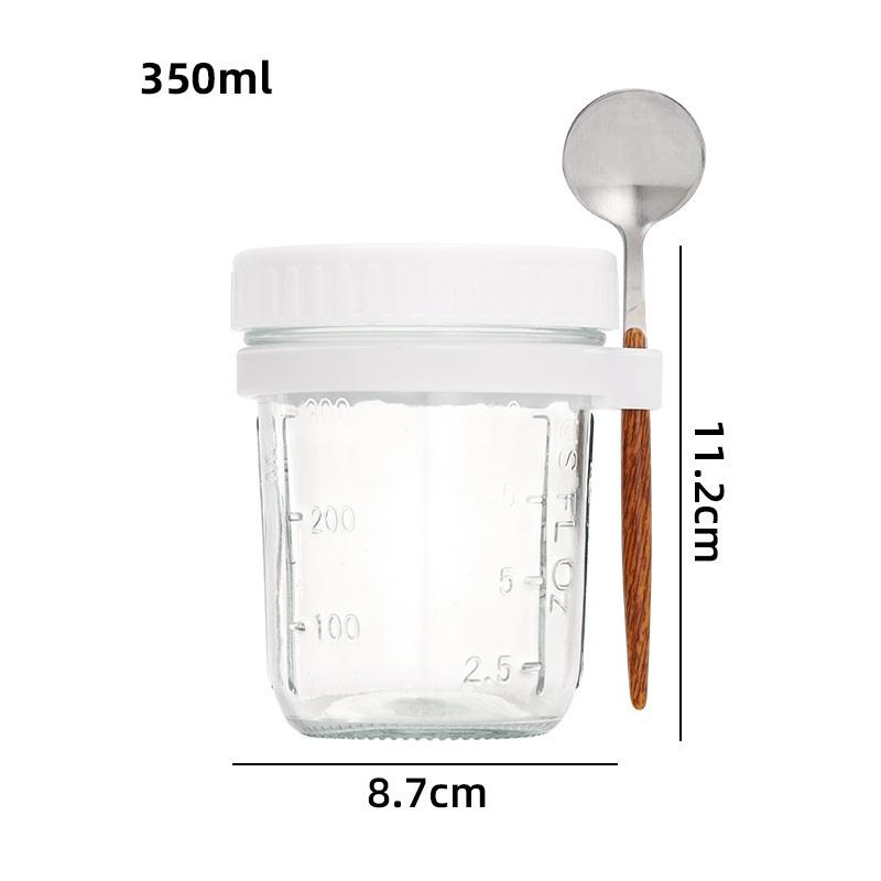 1/2Pcs350ml Overnight Oat Cup Glass With Lid And Spoon Seal Food Breakfast Cup Portable Cereal Milk Salad Yogurt CupKitchen Item