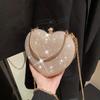 Mini Heart Shaped Prom Purse, Glitter Chain Crossbody Bag, Women's Box Handbag For Wedding & Party For Carnaval Use