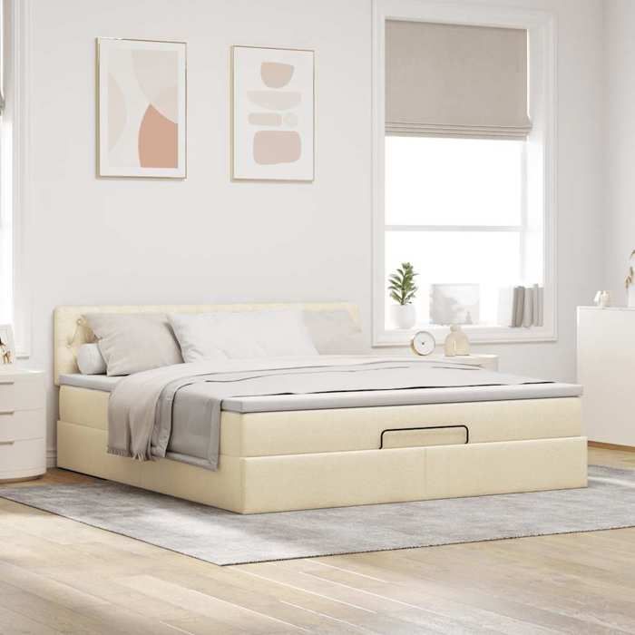Maison Exclusive - Cadre de lit ottoman avec matelas crème 180x200 cm tissu