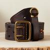 Double-Pin Brass Buckle Men's Luxury Fashion Belt Retro First Layer Pure Cowhide Jeans with Genuine Leather Stylish Men Belts
