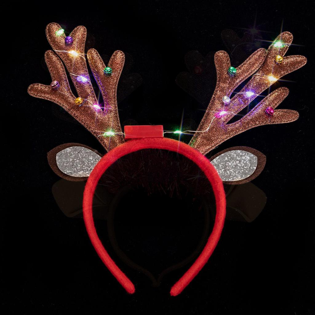 Festive LED Headband with Reindeer Antlers Cute and Unique Deer Horn Design Headdress Christmas Hair Hand