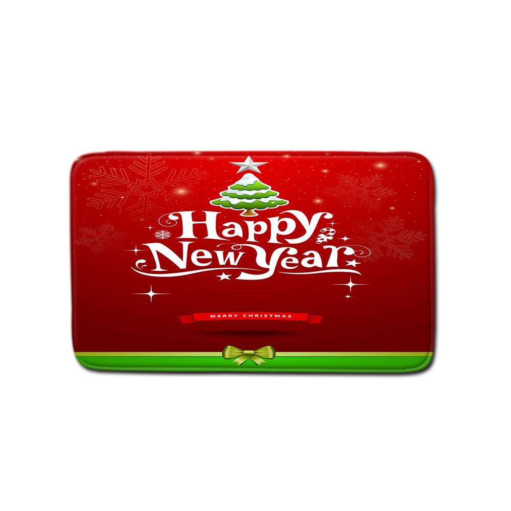 Christmas Home Door Mat Bathroom Shower Curtain Floor Mat Combination Four-Piece Set Bedroom Living Room Carpet