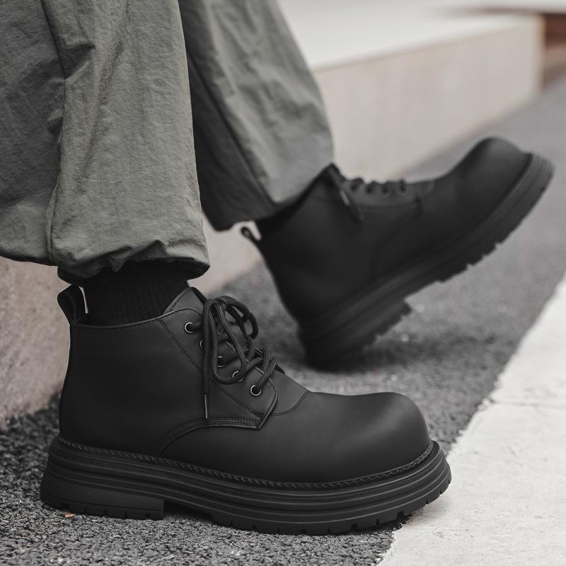 Черные мужские ботинки Martin 2024 года, новые британские ботинки на толстой подошве с увеличенным голенищем 22722-J
