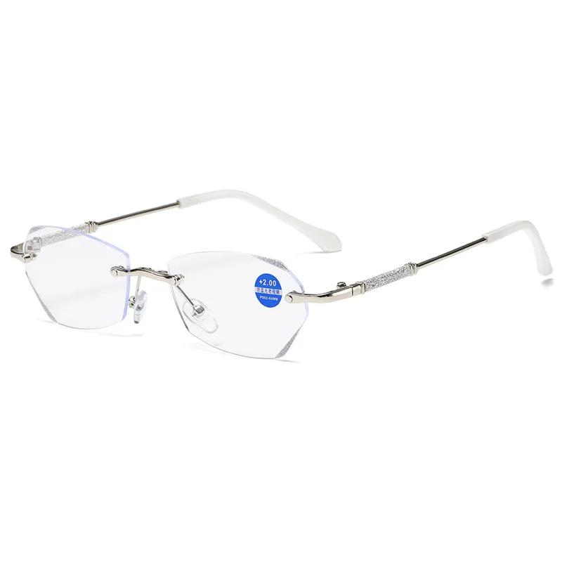 Ladies Fashion Luxury Reading Glasses Trendy Ultralight Rimless Diamond Cut Presbyopia Men Women Retro Vintage Far Sight Glasses