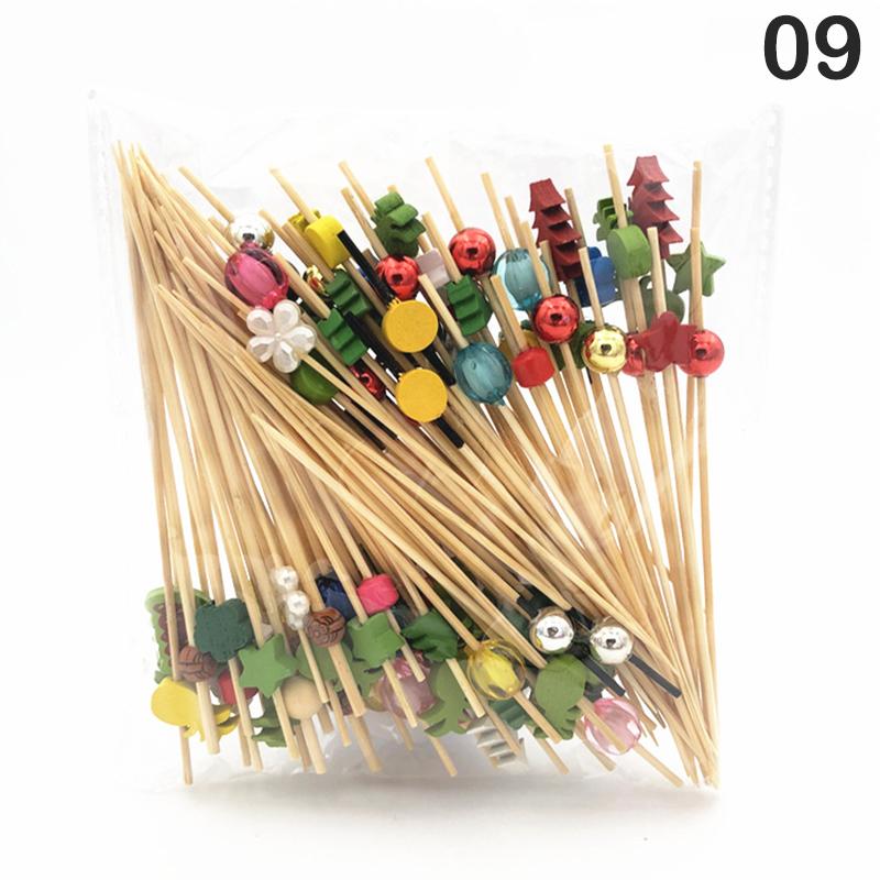 Одноразовые бамбуковые шпажки для еды Шведский стол Кекс Вилка для фруктов Торт для вечеринки Десерт Салат Овощные палочки Зубочистка Шпажка