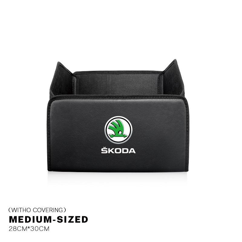 HIAQ2 Car Trunk Storage Box Leather Tidying Organizer Bag For Skoda Octavia Superb Rapid Kodiaq Karoq Fabia Kamiq Vision RS Yeti Scala