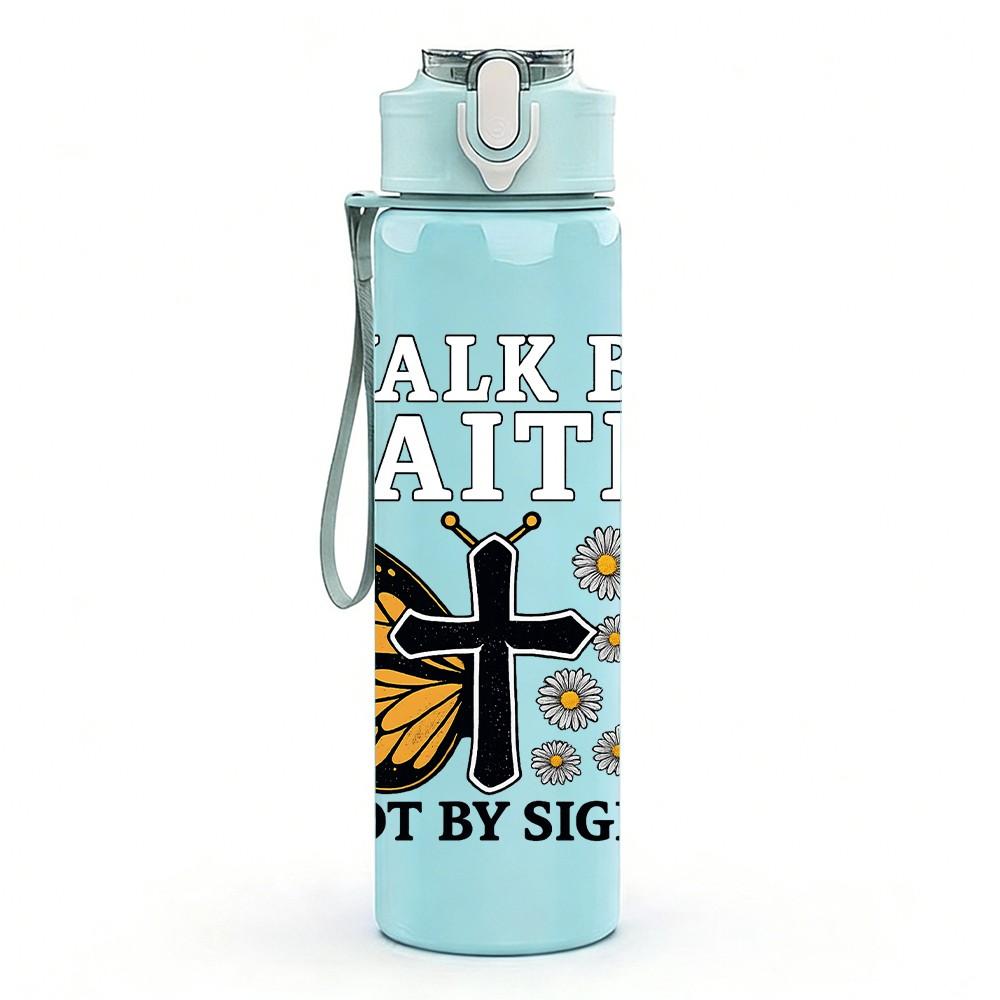 1PC Butterfly Not By Sight Dot Background 750ml Color Plastic Sports Water Bottle Leakproof Flip Straw Lid Suitable for Sports Office Home Use