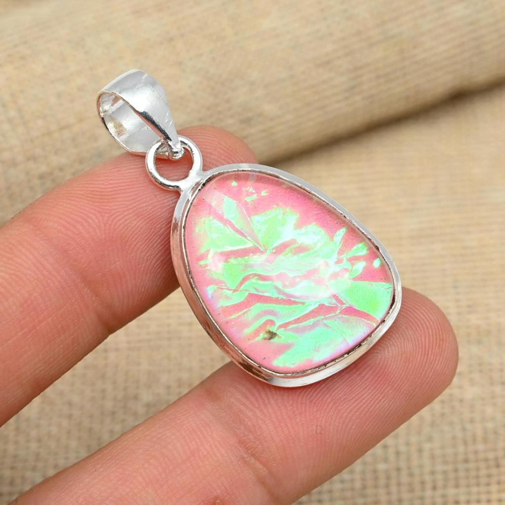Розовый австралийский тройной опал, драгоценный камень, стерлинговое серебро 925 пробы, ювелирные изделия ручной работы, антикварный кулон