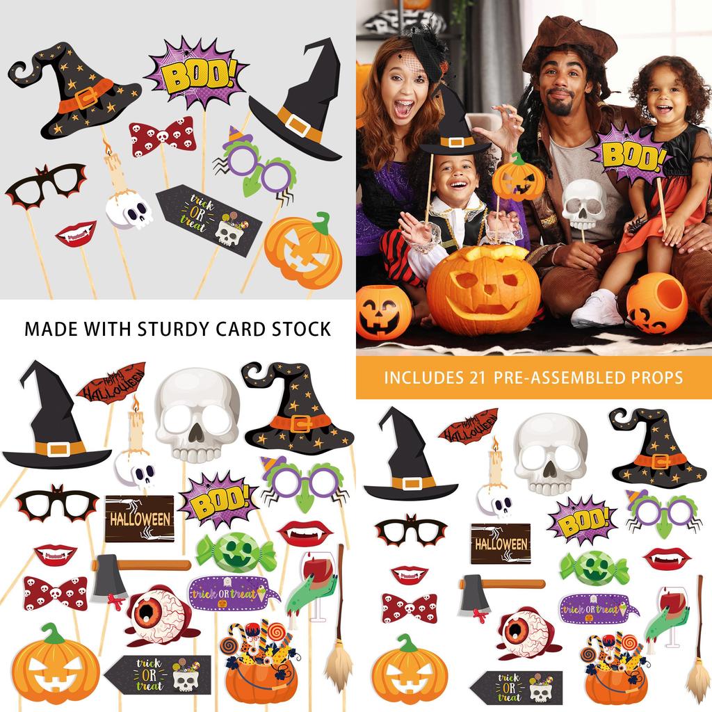 Фотоаксессуары для Хэллоуинской вечеринки с бумажным реквизитом для украшения места проведения и забавных фотографий
