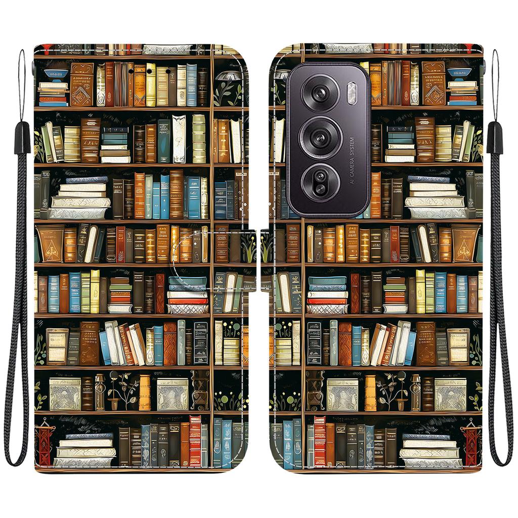 Чехол-книжка из искусственной кожи ручной работы для Oppo Reno12/Reno12 Pro, противоскользящий противоударный чехол с ремешком на запястье и дизайном в виде сердечек/роз/кошек