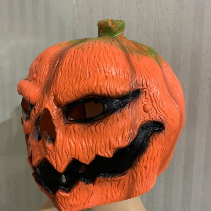 Pumpkin Head Mask Halloween Cosplay Horror Latex Full Costume Adult Party
