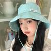 Korean Striped Bucket Hat Wide Brim Women's Sun Caps Ins Striped Fisherman Hat  Travel