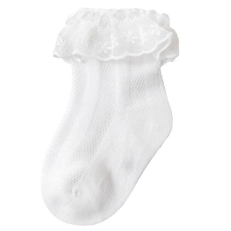 Корейские детские носки с рюшами, однотонные хлопковые дышащие сетчатые носки для маленьких девочек, детские носки для новорожденных от 0 до 8 лет