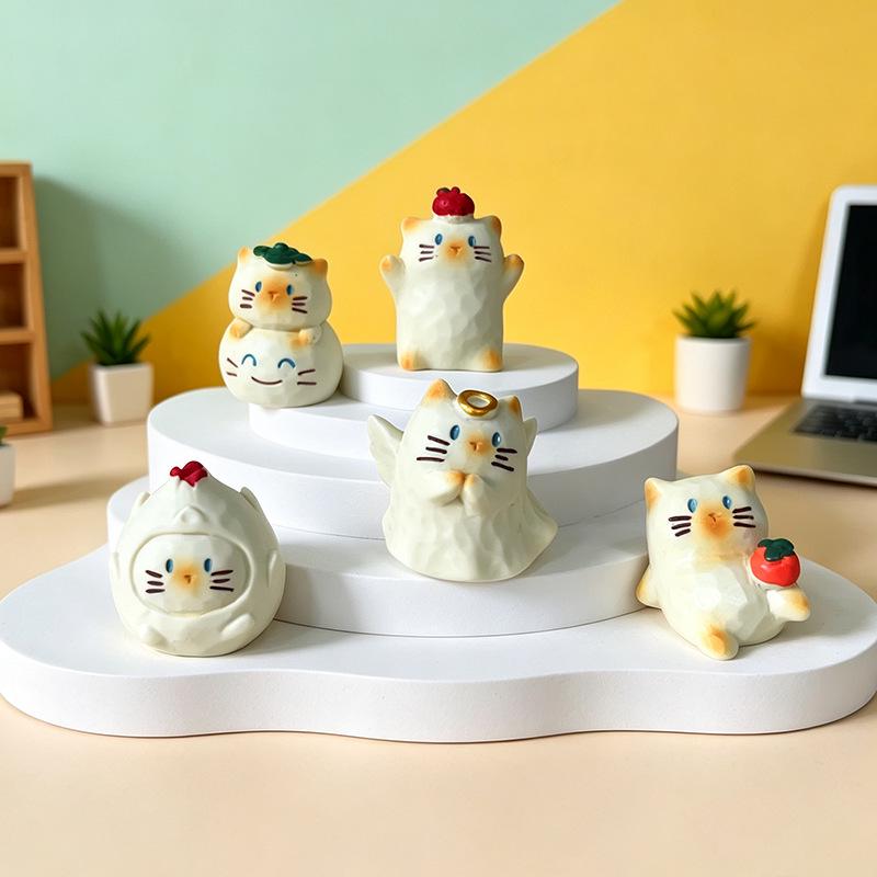 Фигурка Ангела Кошки Удачи: Настольное украшение, Сувенир на День Рождения и Выпускной, DIY Вращающийся Аксессуар, Слепой Ящик