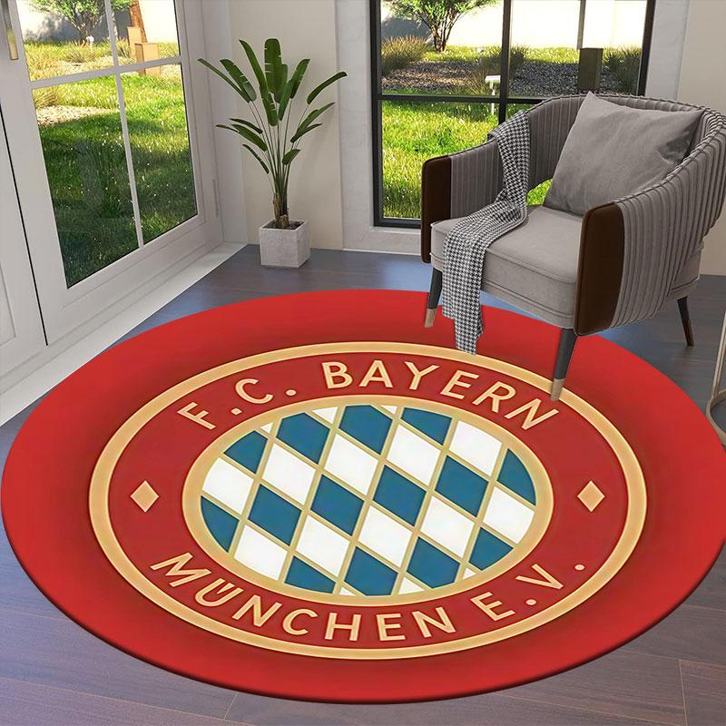 Круглый ковер FC Bayern Munchen, Ковер для гостиной, спальни, дивана, игровой комнаты, Нескользящий коврик для пола